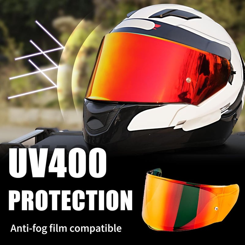 VCOROS Helmet Shield For Assault/Rapid/Stream Full Face Shield Compatible with FF800 FF320 FF328 FF353 Street Motorcycle Helmet Visor Replacement (Chrome Red) - Image 3